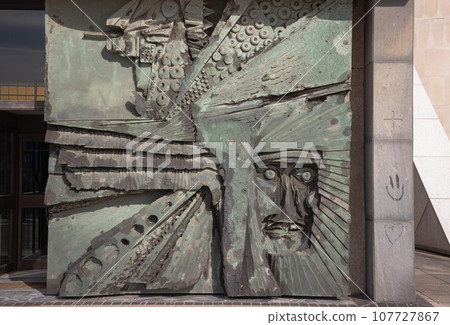 Entrance door of Metropolitan Cathedral of Christ the King in Liverpool. 107727867
