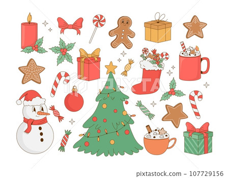 Set of retro Christmas decorations elements. - Stock Illustration  [107729156] - PIXTA