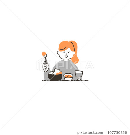 woman eating healthy food 107730836