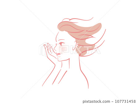 插畫素材:老年婦女側臉裸露肌膚_護膚 插畫素材:老年婦女側臉裸露肌膚_護膚 107731458