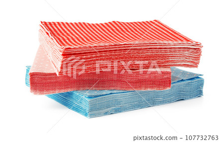 Stack of paper napkins on white background Stack of paper napkins on white background 107732763