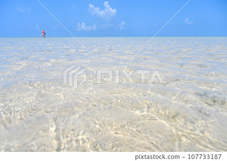 夏日的天空和清澈美麗的大海【沖繩風景】 107733187