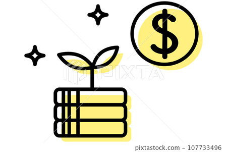 Icon for asset management through foreign currency investment, simple line drawing illustration 107733496