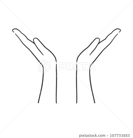 A simple line drawing illustration material of wrapping with both hands A simple line drawing illustration material of wrapping with both hands 107733883