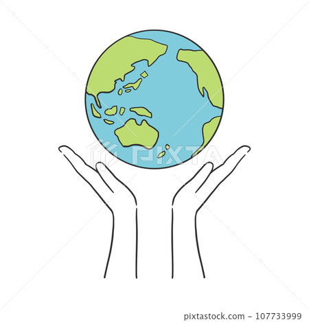 A simple illustration of holding up the earth with both hands A simple illustration of holding up the earth with both hands 107733999