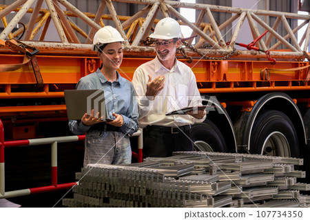 Metalwork factory manager oversees highest quality of metal. Exemplifying Metalwork factory manager oversees highest quality of metal. Exemplifying 107734350