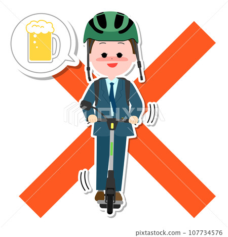 A drunk man riding an electric scooter 107734576