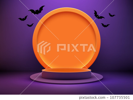 Orange Podium Product Display Mockup, Halloween Concept Orange Podium Product Display Mockup, Halloween Concept 107735501
