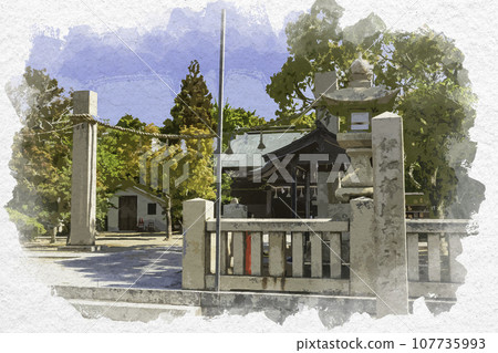 Watercolor style Ako Misaki Iwatsuhime Shrine worship hall Ako City, Hyogo Prefecture Watercolor style Ako Misaki Iwatsuhime Shrine worship hall Ako City, Hyogo Prefecture 107735993