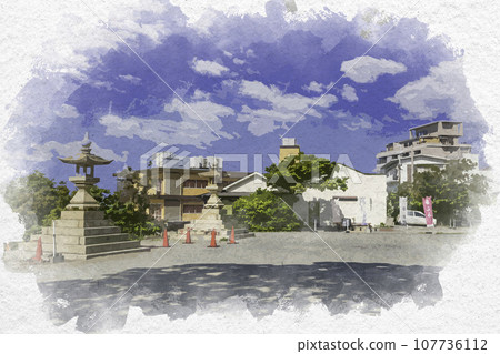Watercolor style Ako Misaki Ginpaso and Shokichi Ako City, Hyogo Prefecture Watercolor style Ako Misaki Ginpaso and Shokichi Ako City, Hyogo Prefecture 107736112