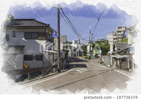 Watercolor style Ako Misaki Ako hot spring town Ako City, Hyogo Prefecture 107736159