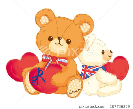 teddy bear holding a heart cushion teddy bear holding a heart cushion 107736239
