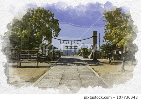 Watercolor style Akomisaki Iwatsuhime Shrine approach Ako City, Hyogo Prefecture Watercolor style Akomisaki Iwatsuhime Shrine approach Ako City, Hyogo Prefecture 107736348