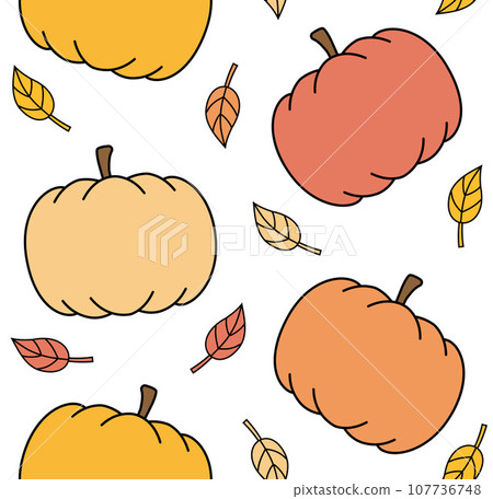 Vector seamless pattern of groovy pumpkin 107736748