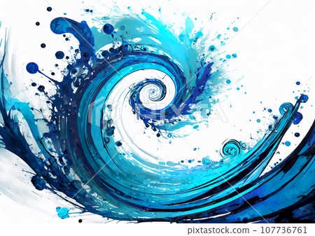 抽象的藍色波浪和飛濺[AI生成圖像] 107736761