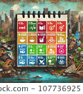 Image of SDGs collapsing, an unsustainable future 107736925
