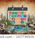Image of SDGs collapsing, an unsustainable future 107736926