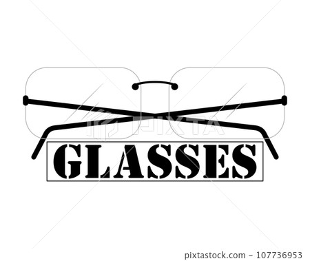 Mens glasses rimless with transparent lenses. Vector logo. Illustration on white background. Mens glasses rimless with transparent lenses. Vector logo. Illustration on white background. 107736953