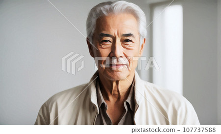 80 year old man (white background) 107737588