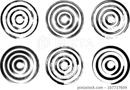 用畫筆繪製的同心圓，單色 107737609