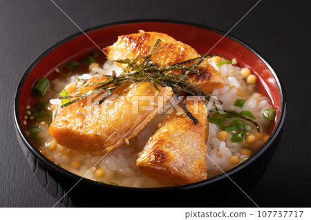 Crispy skin of coho salmon chazuke 107737717