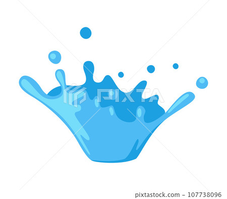 Blue Water Splash as Aqua Motion with Drops Vector Illustration 107738096
