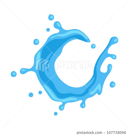 Blue Water Splash as Aqua Motion with Drops Vector Illustration 107738098