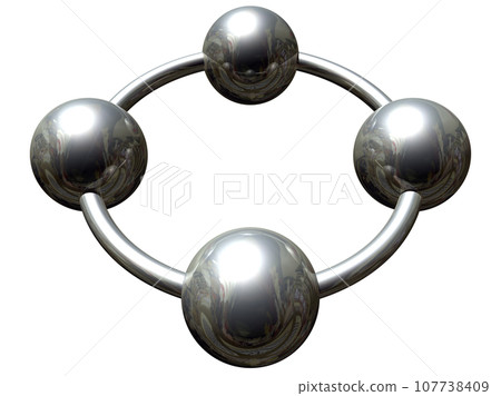 3DCG "Four spheres/ball cooperation" Silver, Silver 107738409