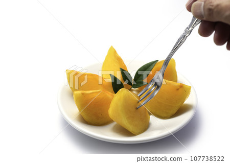 非常甜的秋天味道 柿子果(白底) 柿子果 非常甜的秋天味道 柿子果(白底) 柿子果 107738522