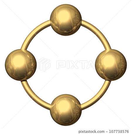 3DCG "Four spheres/ball cooperation" Gold, Gold 3DCG "Four spheres/ball cooperation" Gold, Gold 107738576