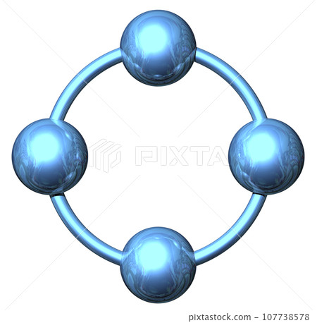 3DCG "Four spheres/ball cooperation" Blue, Blue 3DCG "Four spheres/ball cooperation" Blue, Blue 107738578