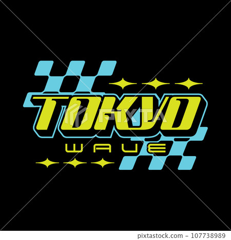 Tokyo japan Y2K streetwear aesthetic slogan typography tshirt style logo vector icon design illustration. Poster, banner, slogan shirt, clothing, sticker, badge 107738989