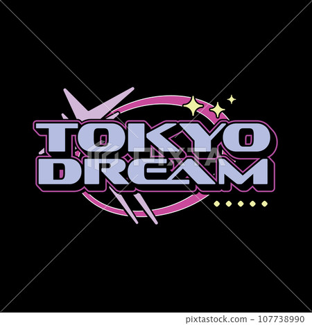 Tokyo japan Y2K streetwear aesthetic slogan typography tshirt style logo vector icon design illustration. Poster, banner, slogan shirt, clothing, sticker, badge 107738990