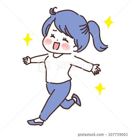 Illustration of a woman running happily, an image of goal achievement and a sense of freedom Illustration of a woman running happily, an image of goal achievement and a sense of freedom 107739001