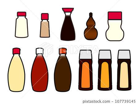 調味品容器。可愛的線條畫插圖集 107739145