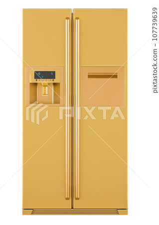 Golden Fridge with side-by-side door system, 3D rendering Golden Fridge with side-by-side door system, 3D rendering 107739639