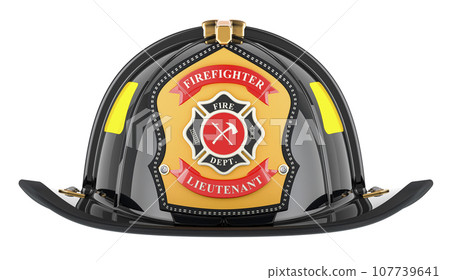 Black Firefighter Helmet. 3D rendering 107739641