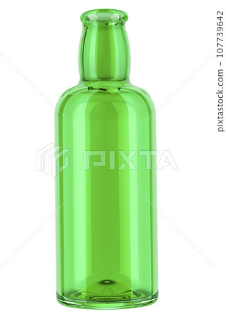 Empty glass green bottle. 3D rendering 107739642