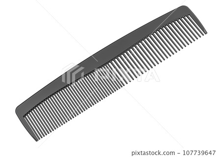 Black Hair Comb from plastic, 3D rendering 107739647