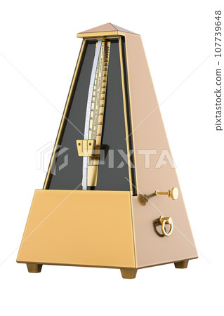 Mechanical metronome, golden or copper. 3D rendering 107739648