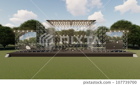 Outdoor live venue event (no stage seat) illustration CG Outdoor live venue event (no stage seat) illustration CG 107739700