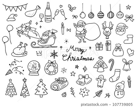 Hand drawn Christmas illustration set Hand drawn Christmas illustration set 107739805