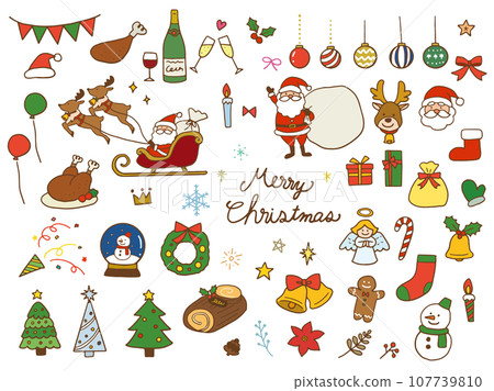 Hand drawn Christmas illustration set Hand drawn Christmas illustration set 107739810