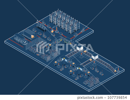 Warehouse management with Autonomous Robot Transportation operation service and automation in product management, AI systems for work. Vector illustration EPS 10 Warehouse management with Autonomous Robot Transportation operation service and automation in product management, AI systems for work. Vector illustration EPS 10 107739854