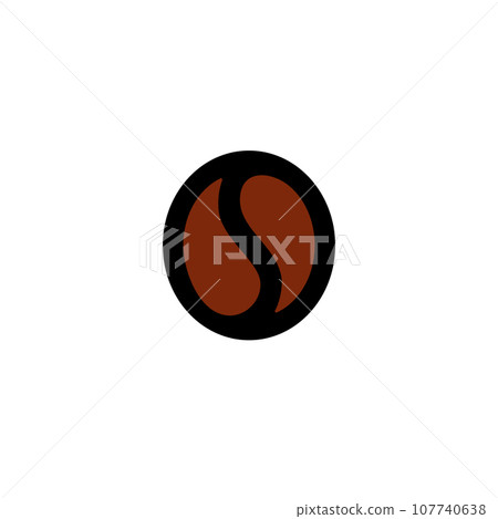 Coffee bean color icon. Vector flat illustration isolated on white background. Coffee bean color icon. Vector flat illustration isolated on white background. 107740638