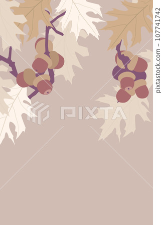 紅橡樹葉和橡實的插圖 107741742