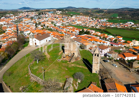 View from drone of Mogadouro municipality, Portugal 107742031