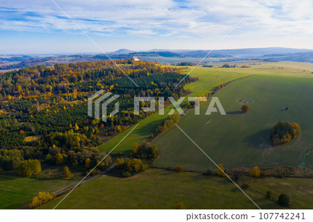 Autumn Czech nature landscape with church Autumn Czech nature landscape with church 107742241
