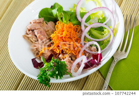 Salad with vegetables and fish Salad with vegetables and fish 107742244