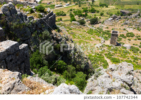 Remaining from tower of Sillyon, which was an important fortress and city near Attaleia in Pamphylia, on the southern coast of Turkey. 107742344